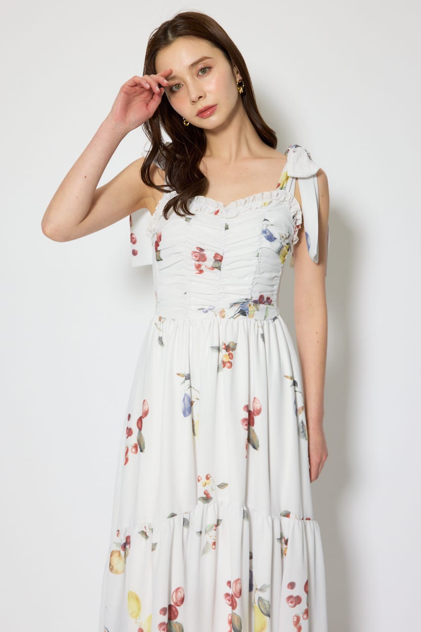 リボンディティールティアードキャミワンピース WHT S