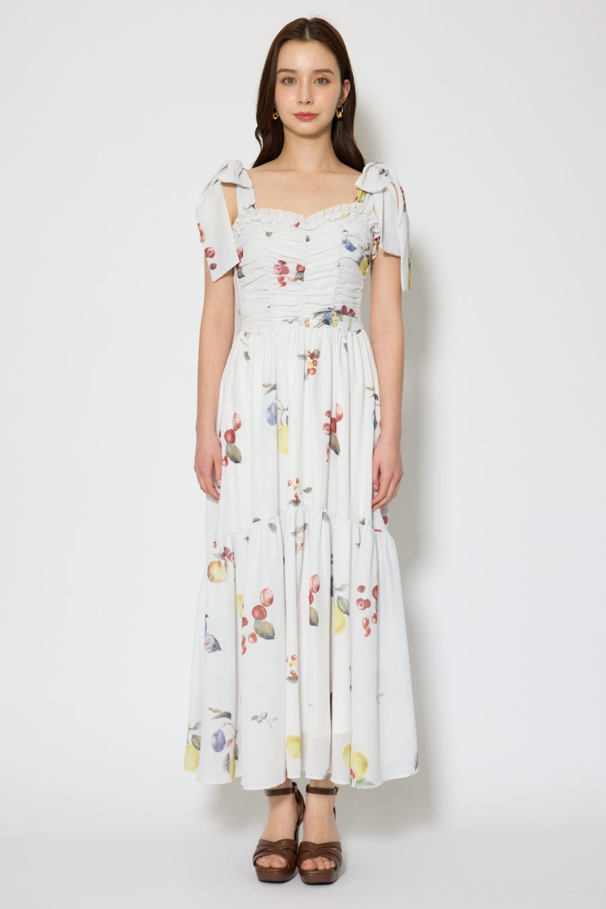 リボンディティールティアードキャミワンピース WHT S