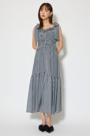 リボンディティールティアードキャミワンピース