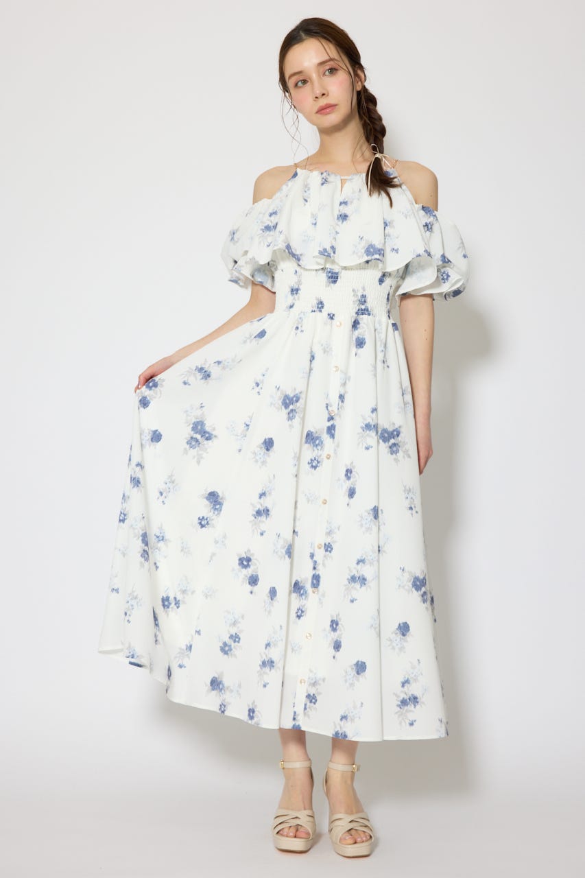 ウエストシャーリング2WAYフレアワンピース WHT S