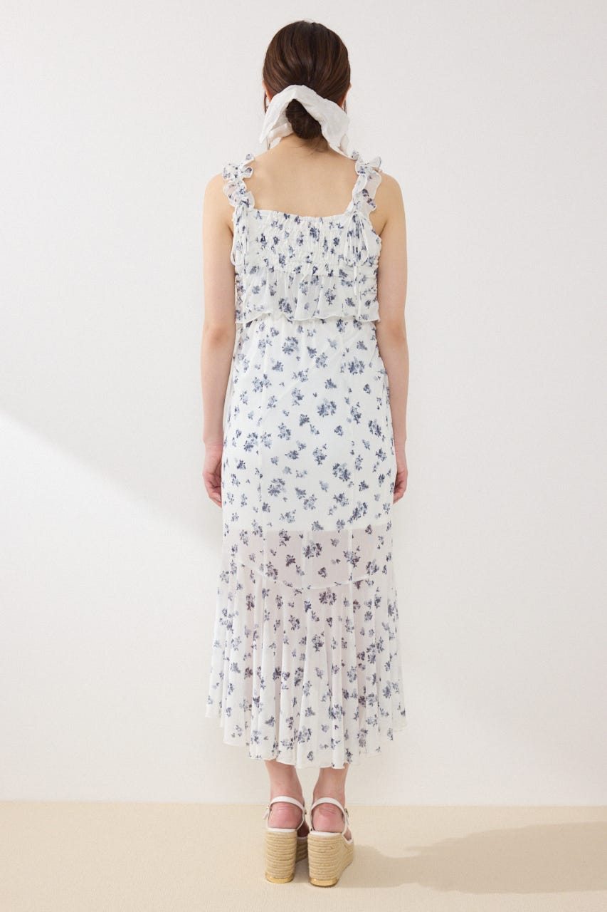 【GirlsAward着用アイテム】メッシュマーメイドギャザーワンピース 柄WHT FREE