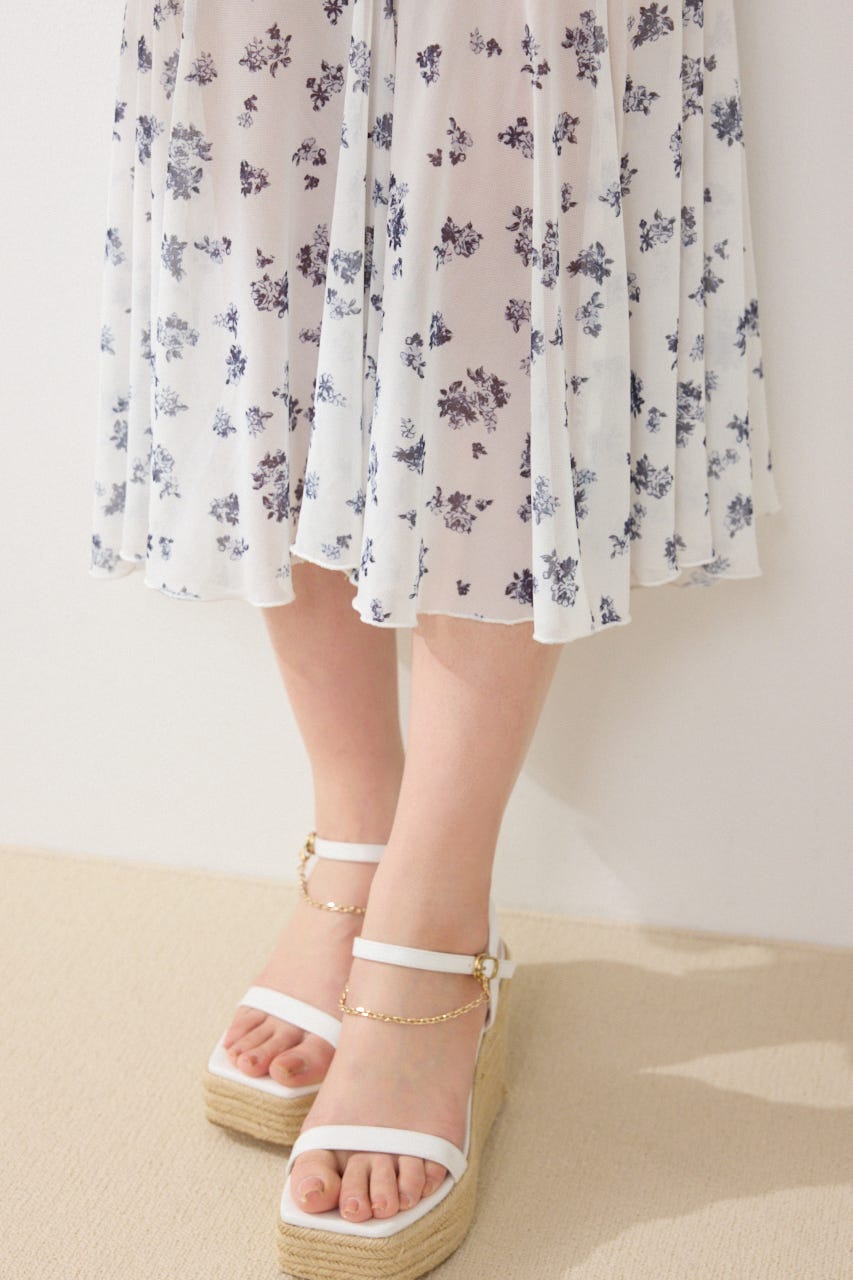 【GirlsAward着用アイテム】メッシュマーメイドギャザーワンピース 柄WHT FREE