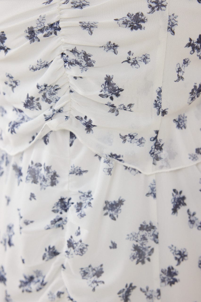 【GirlsAward着用アイテム】メッシュマーメイドギャザーワンピース 柄WHT FREE