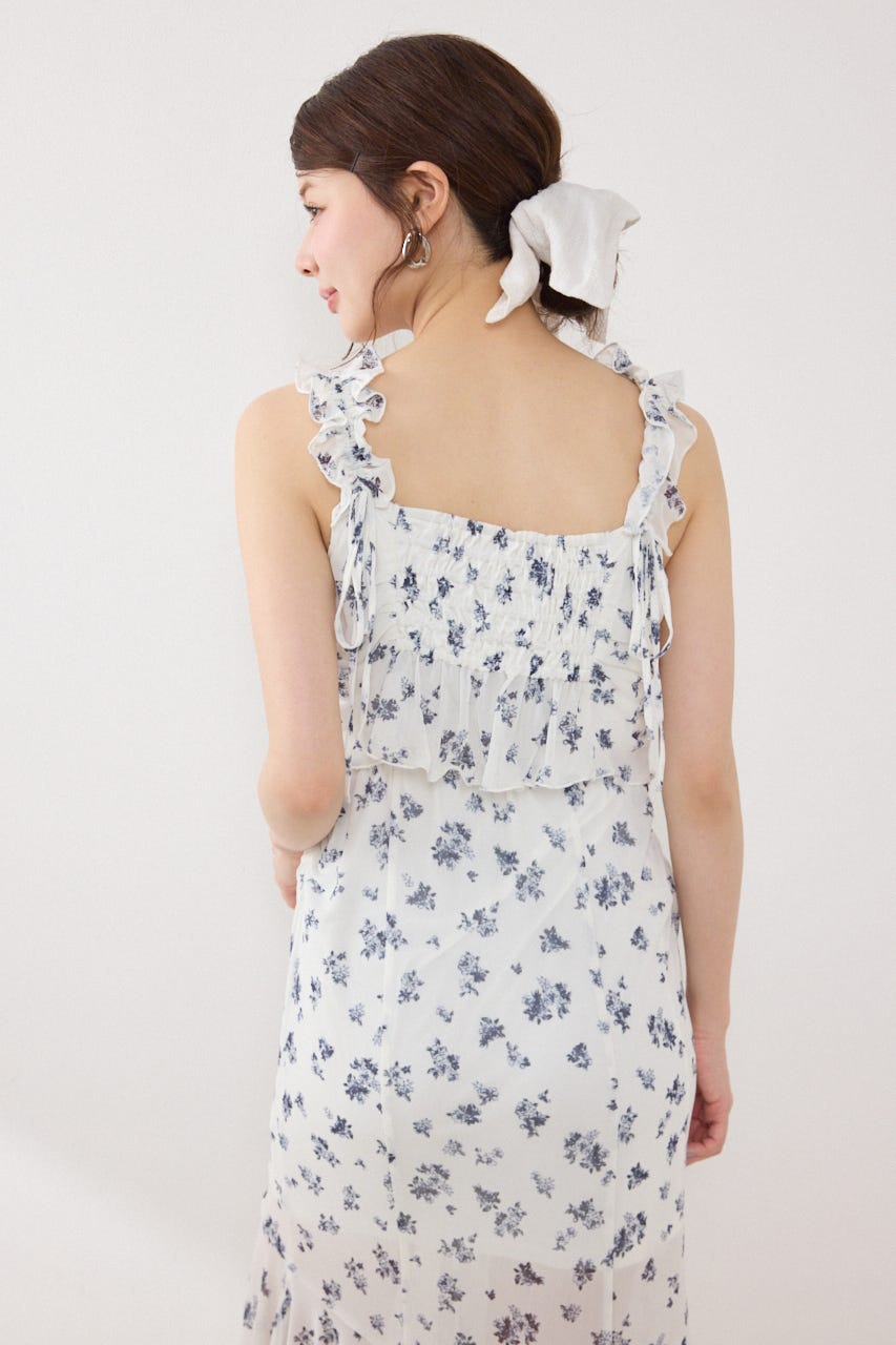 【GirlsAward着用アイテム】メッシュマーメイドギャザーワンピース 柄WHT FREE