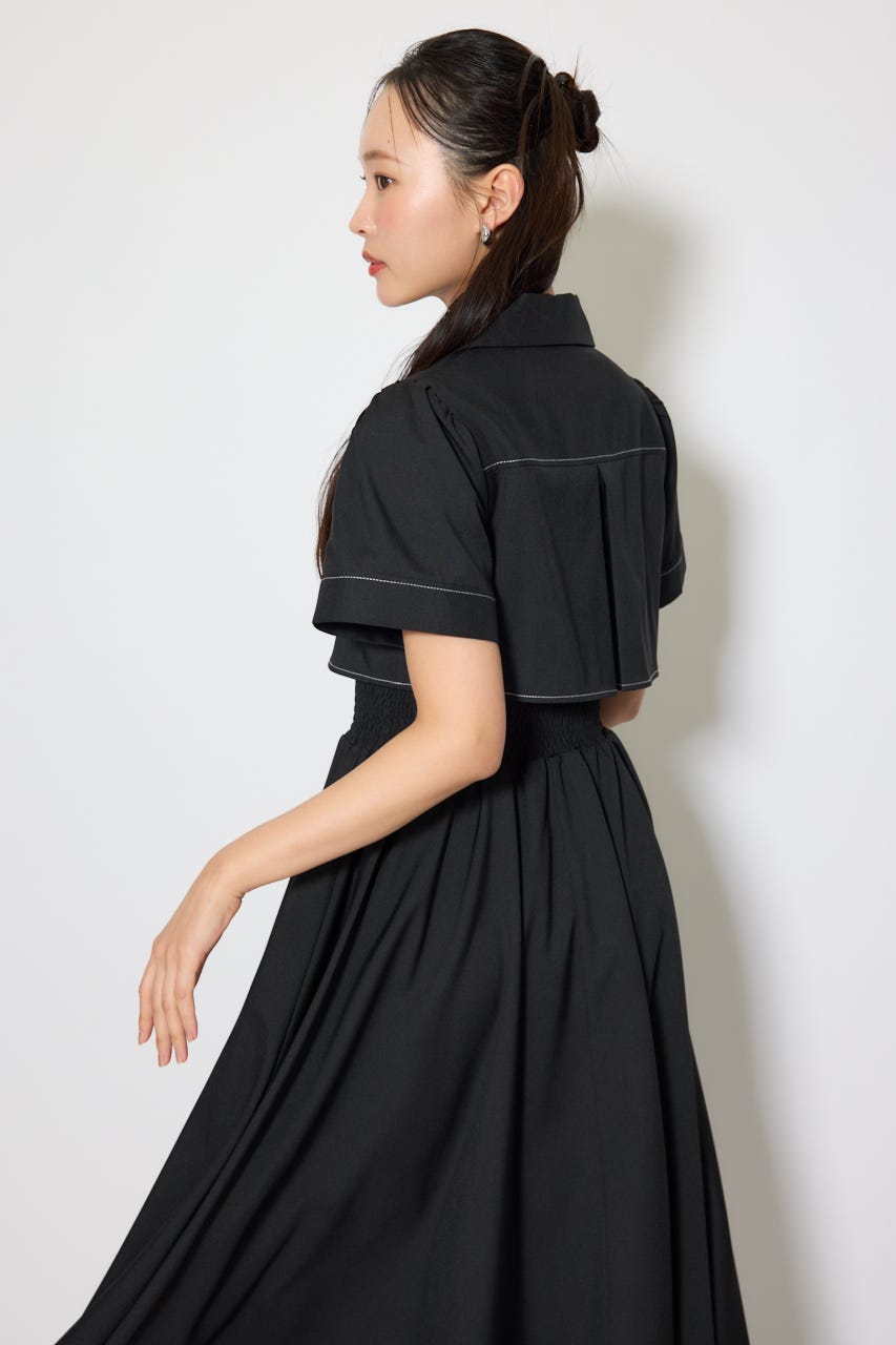 【伝説のバズりワンピ】バストフレアワンピース BLK M