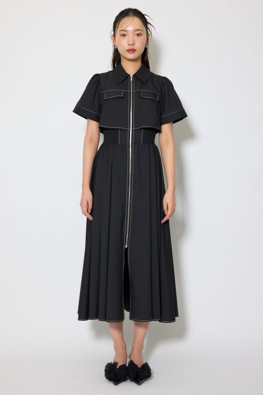 【伝説のバズりワンピ】バストフレアワンピース BLK M