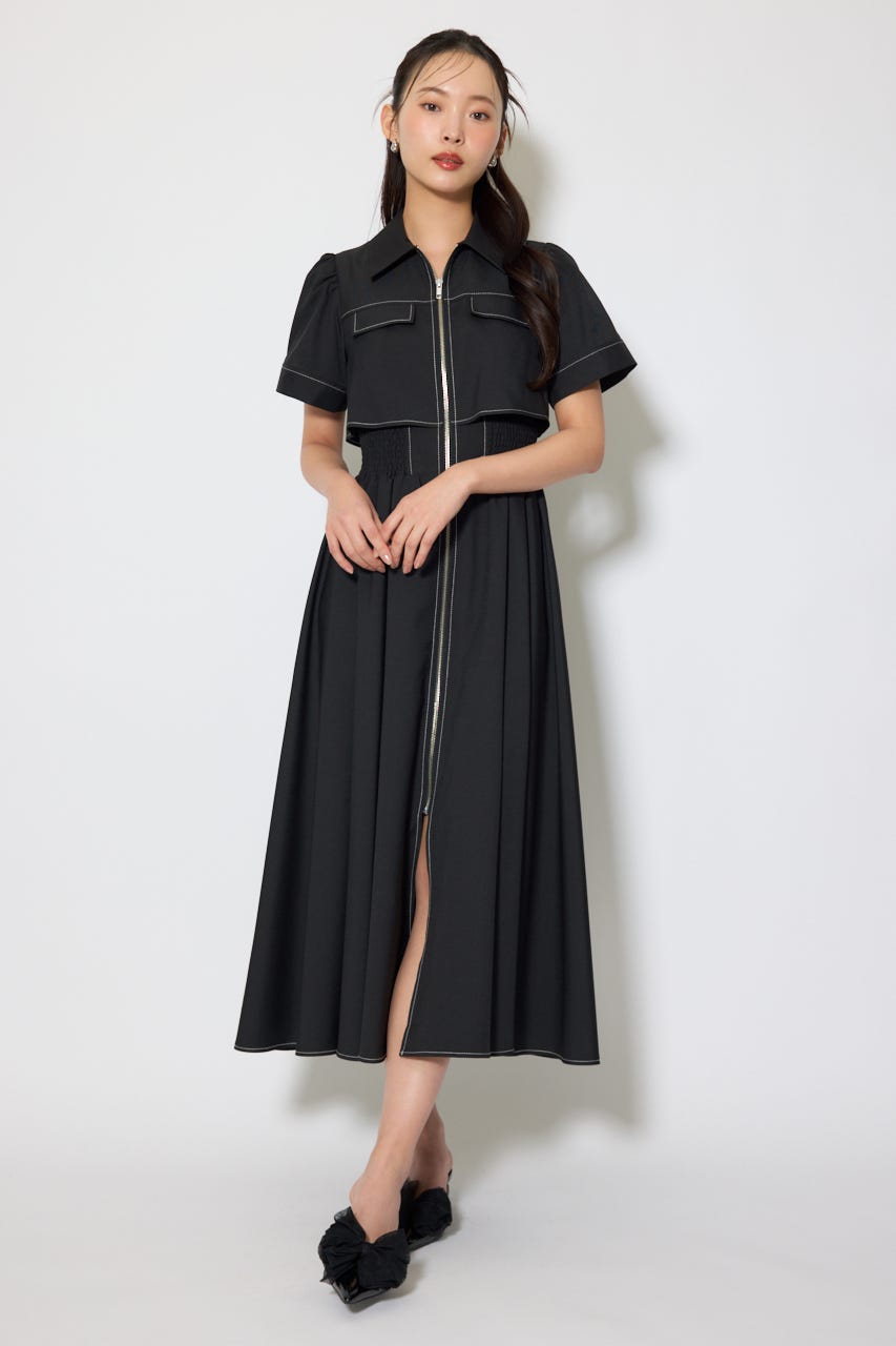 バストフレアワンピース BLK M