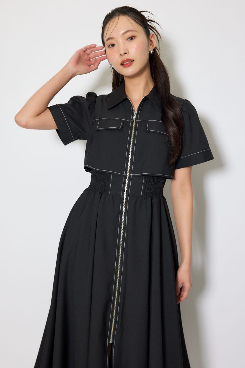 バストフレアワンピース BLK M