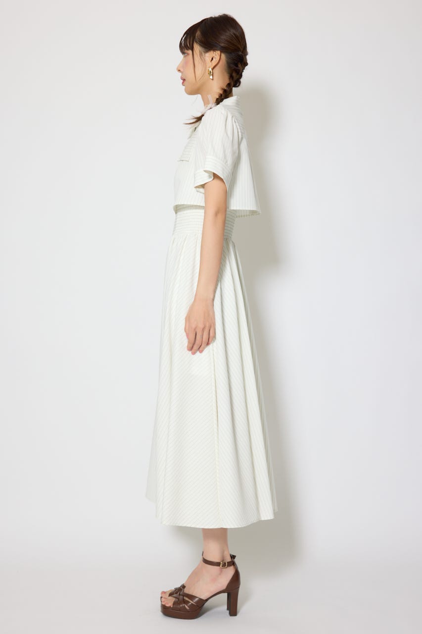 バストフレアワンピース 柄WHT S