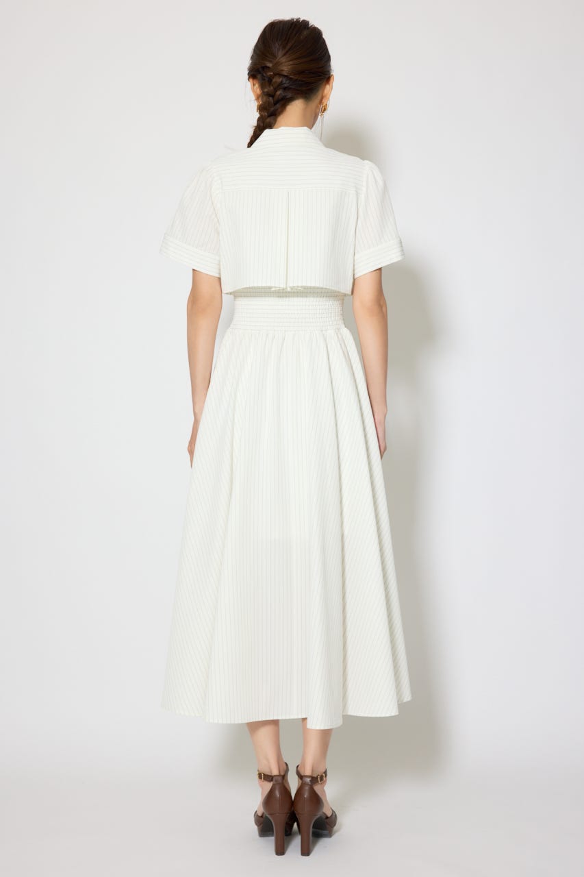 バストフレアワンピース 柄WHT S