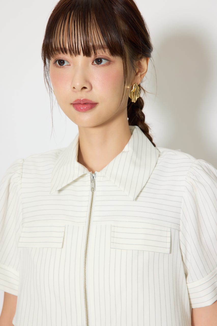 バストフレアワンピース 柄WHT S