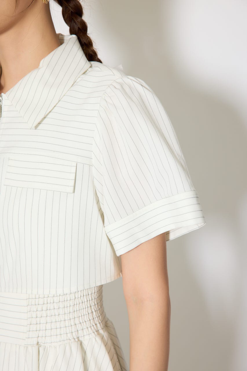 【伝説のバズりワンピ】バストフレアワンピース 柄WHT S