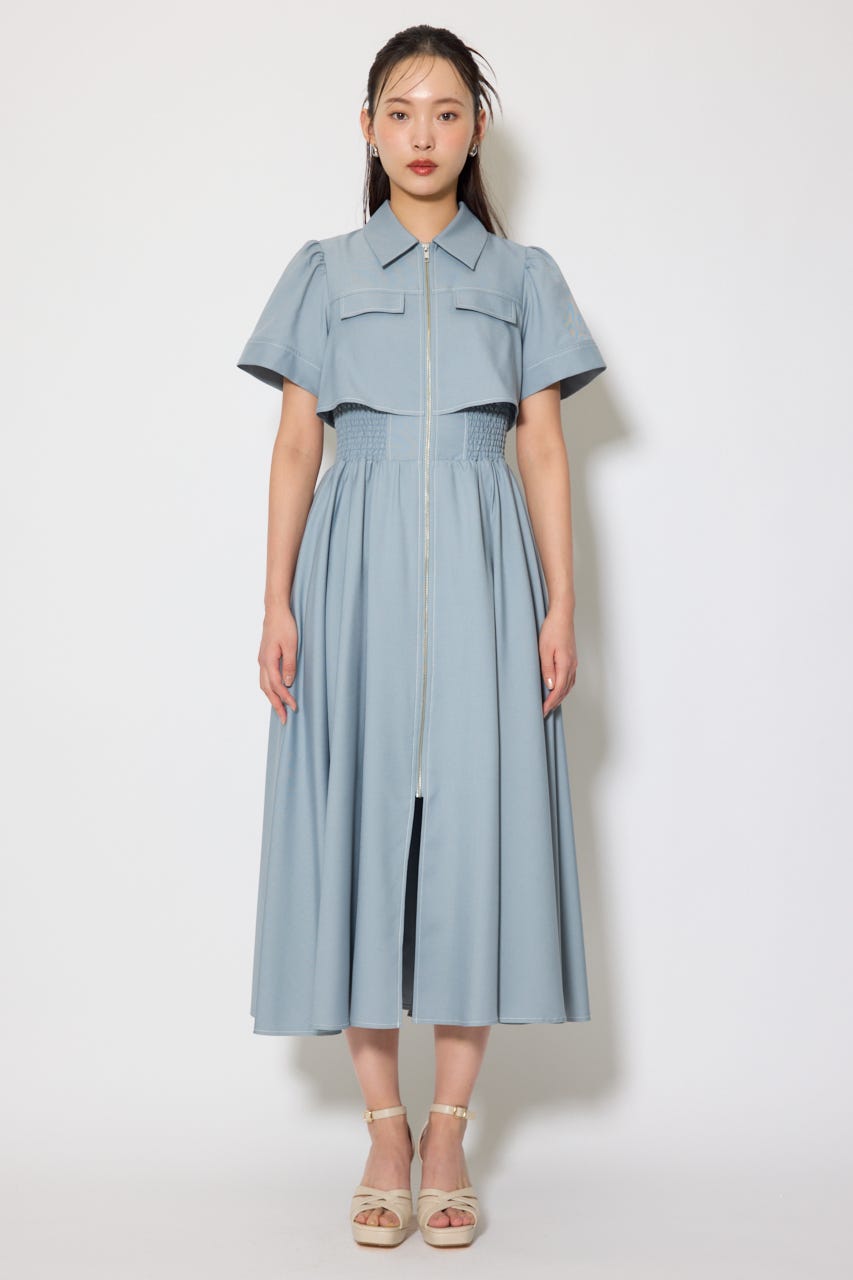 バストフレアワンピース L/BLU S