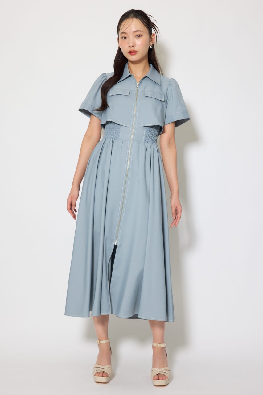 バストフレアワンピース L/BLU S