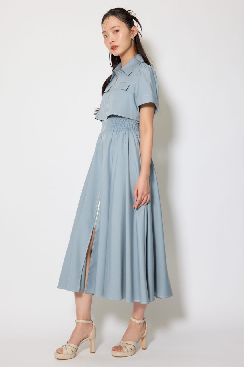 バストフレアワンピース L/BLU S