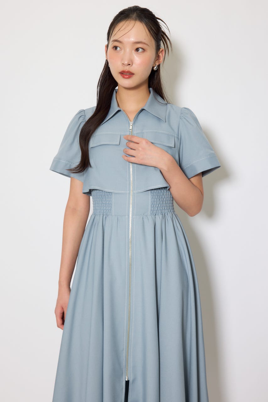 バストフレアワンピース L/BLU S