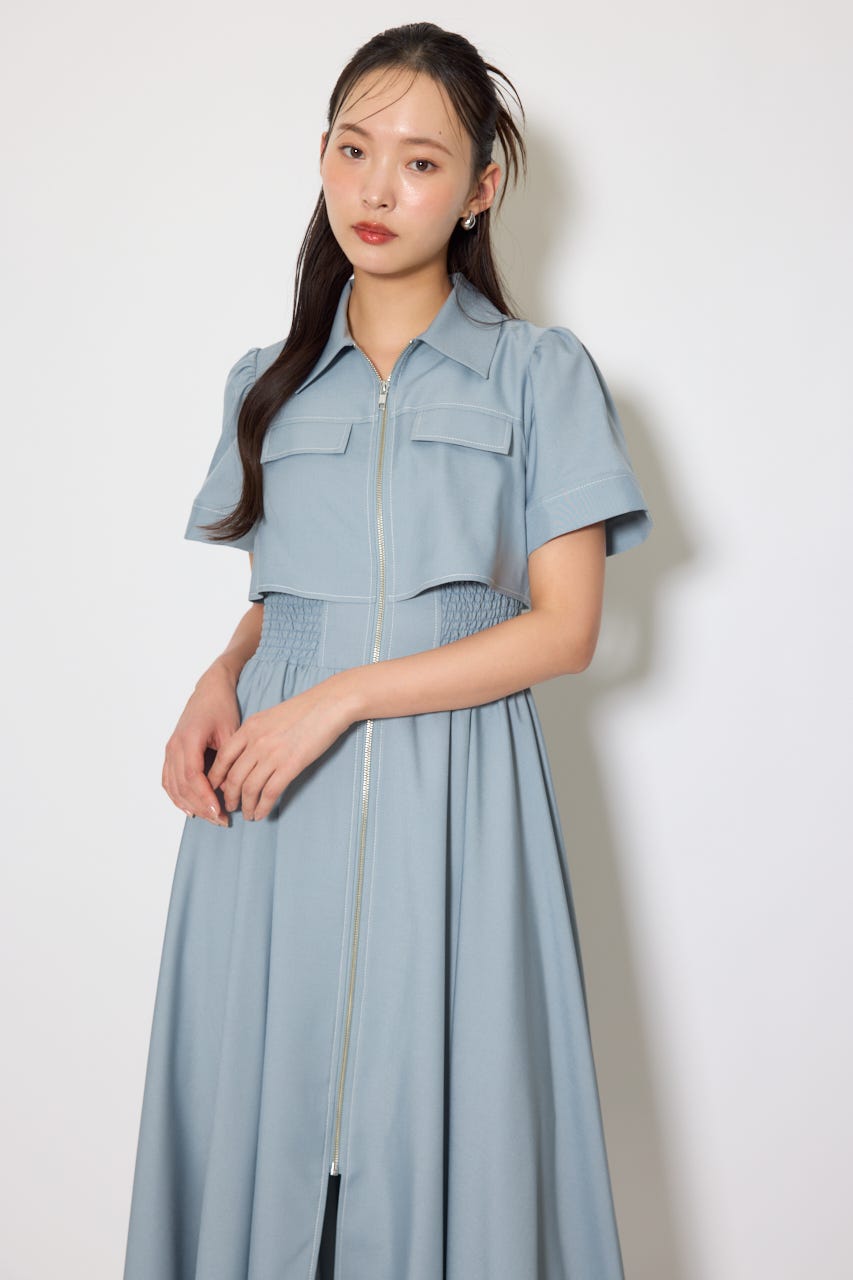 バストフレアワンピース L/BLU S