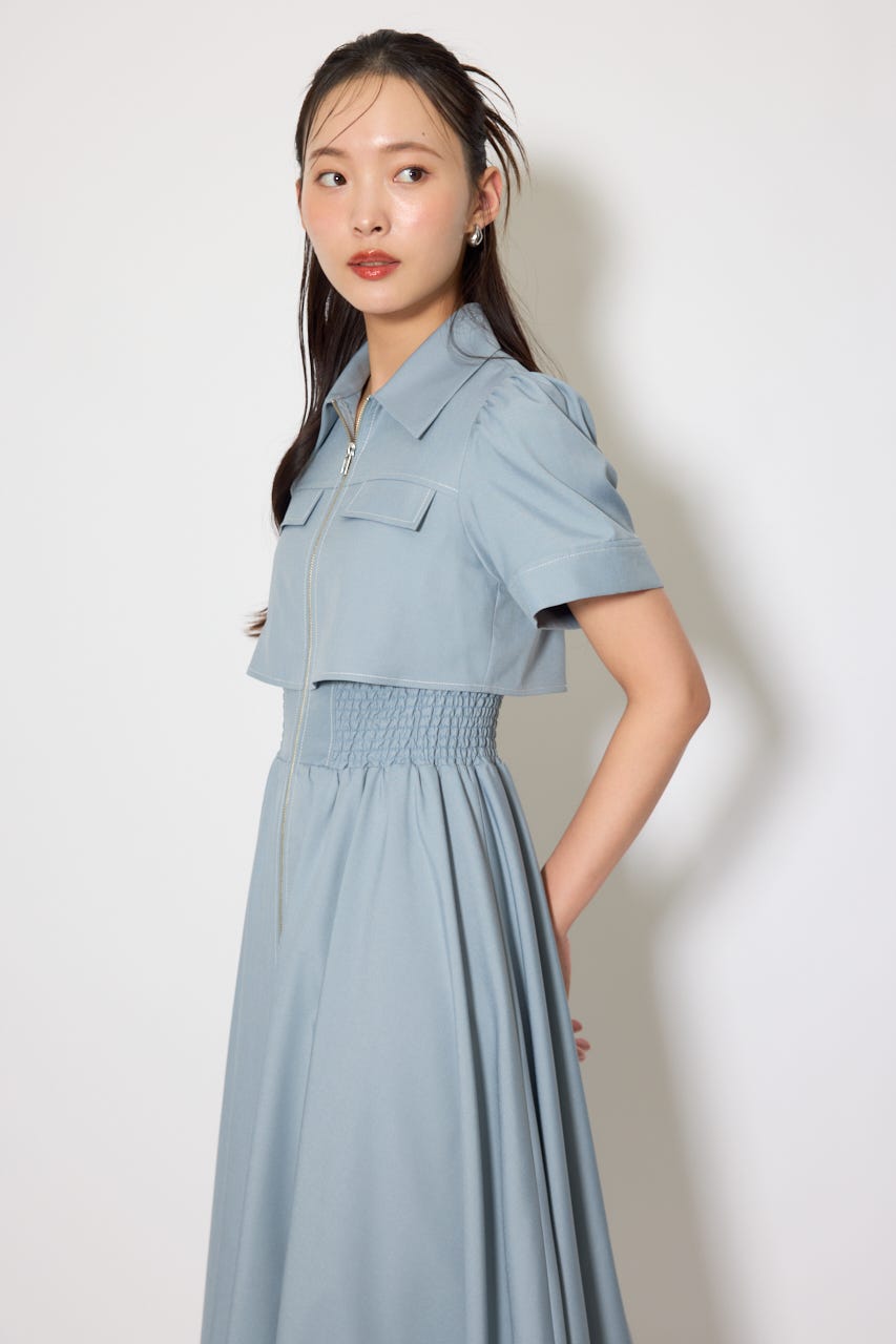 バストフレアワンピース L/BLU S