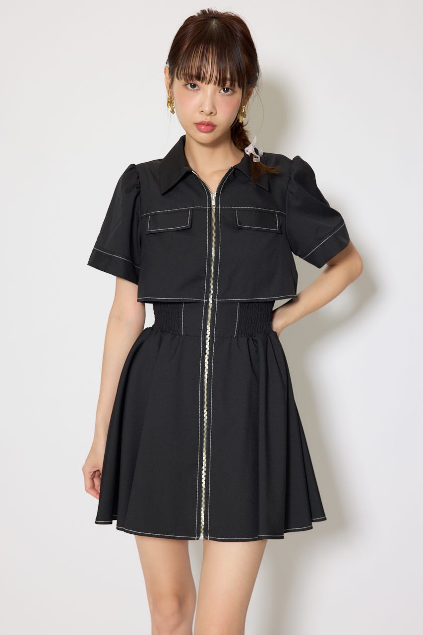 バストフレアミニワンピース BLK S