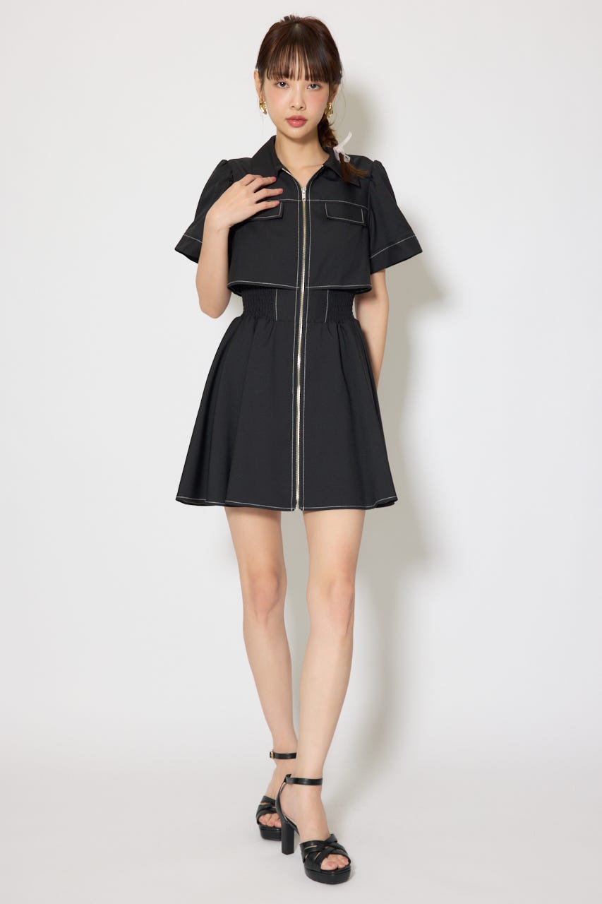 バストフレアミニワンピース BLK S