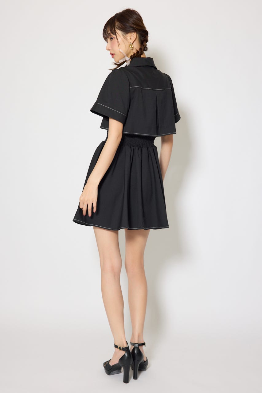 バストフレアミニワンピース BLK S