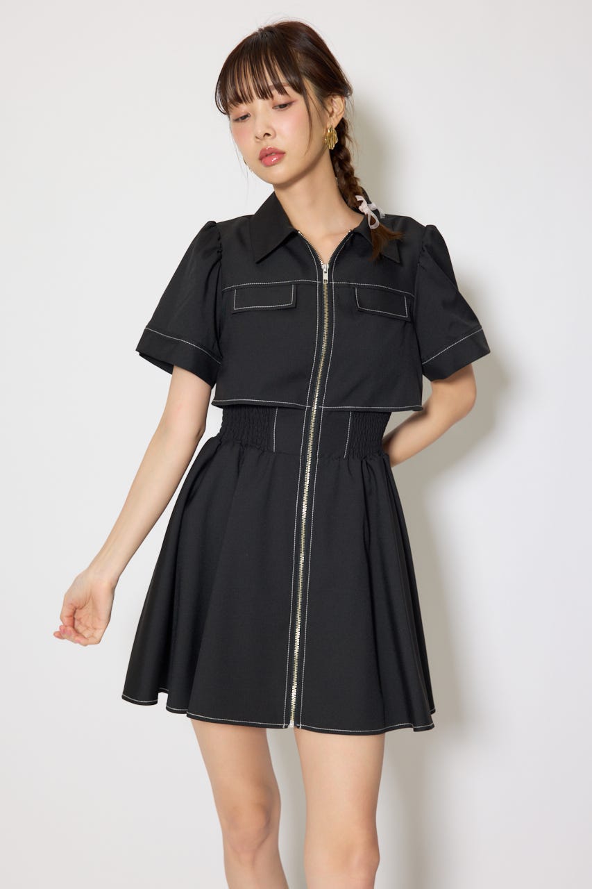 バストフレアミニワンピース BLK S