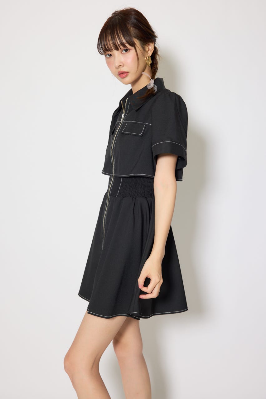 バストフレアミニワンピース BLK S