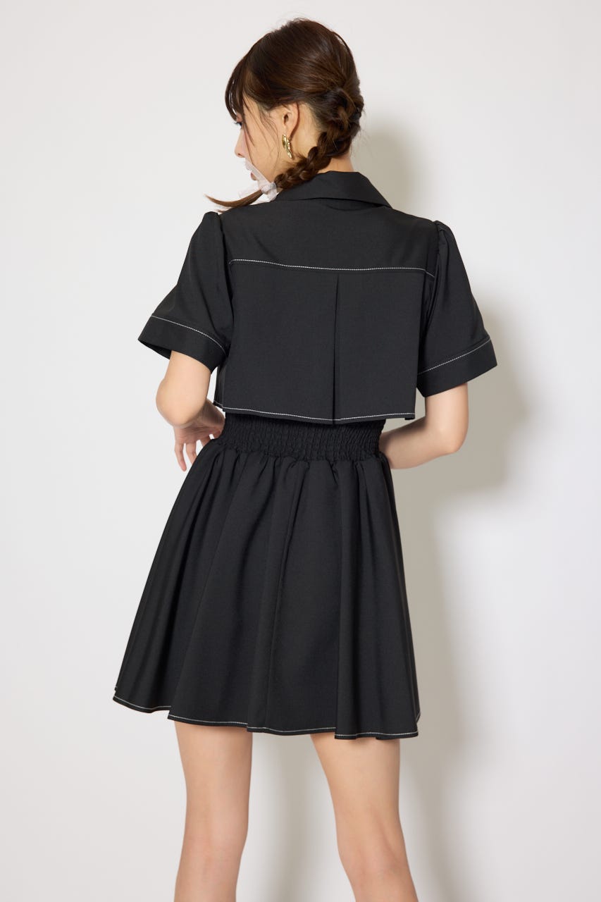 バストフレアミニワンピース BLK S