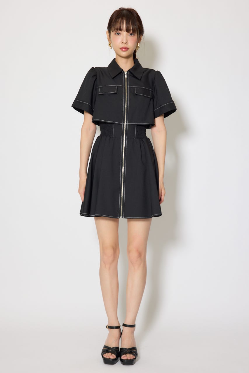 バストフレアミニワンピース BLK S