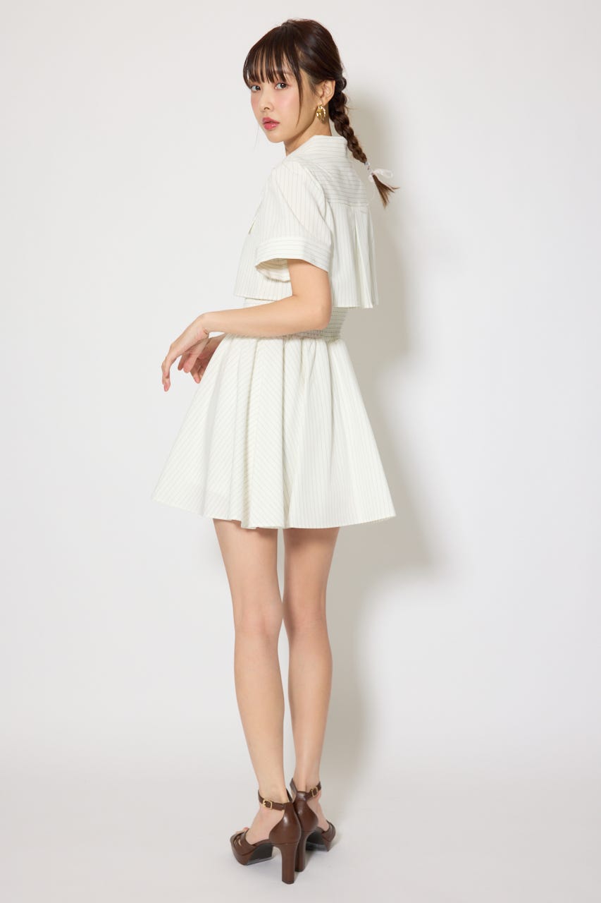 バストフレアミニワンピース 柄WHT M