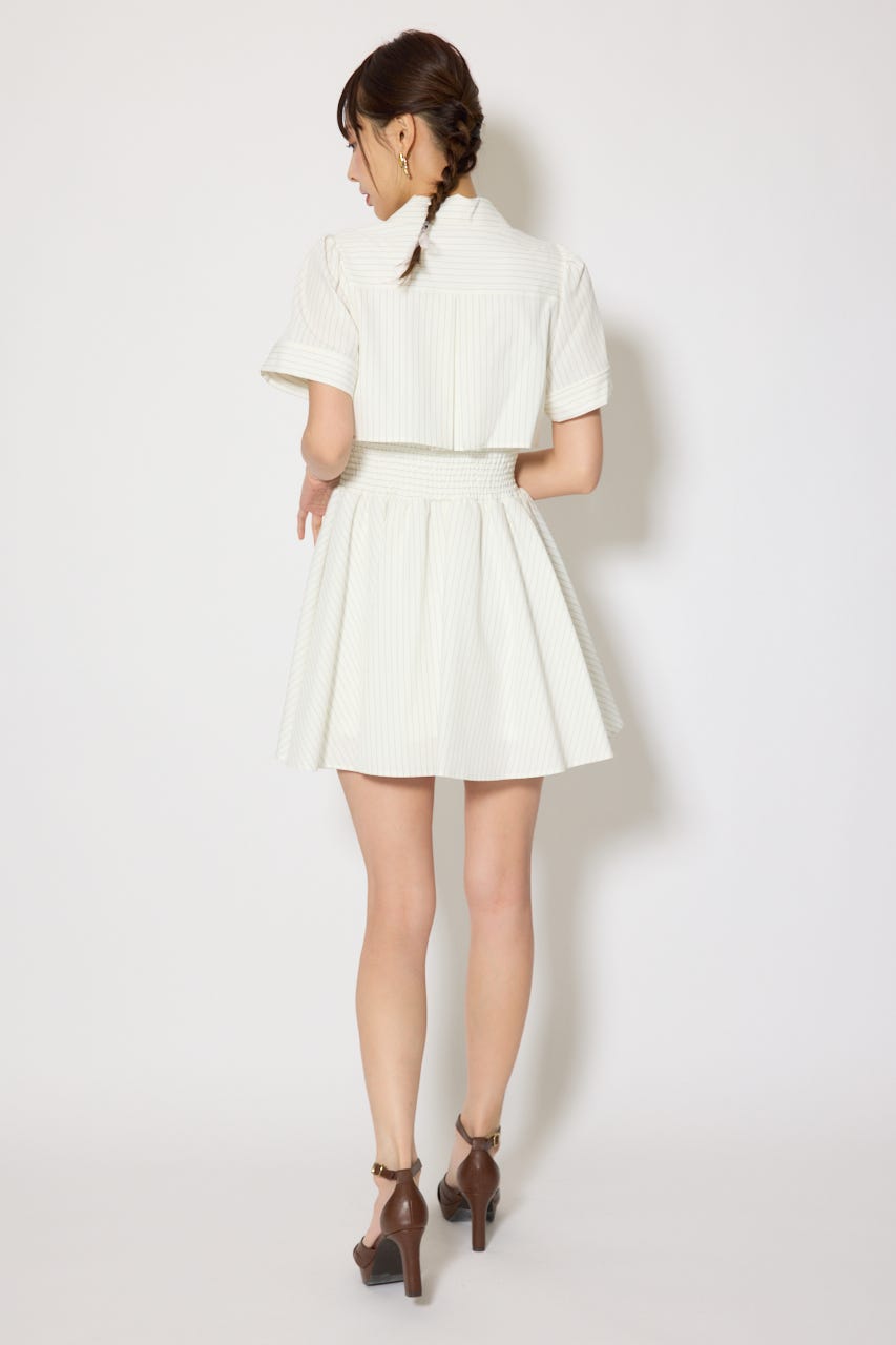 バストフレアミニワンピース 柄WHT M