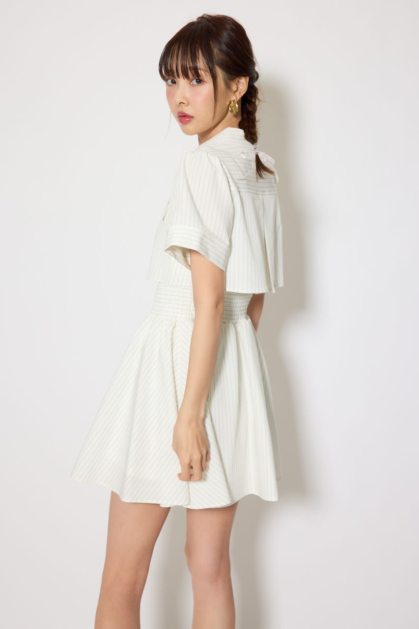 バストフレアミニワンピース 柄WHT M