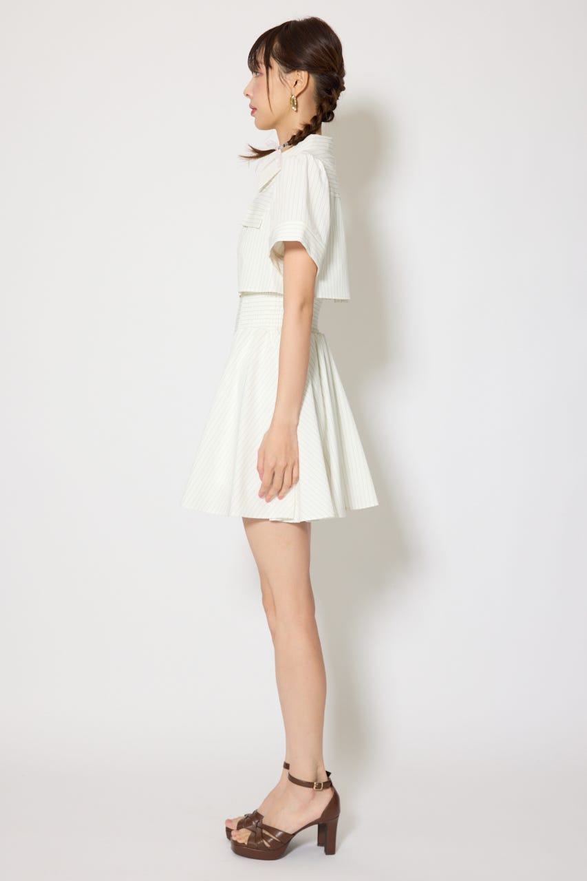 バストフレアミニワンピース 柄WHT M