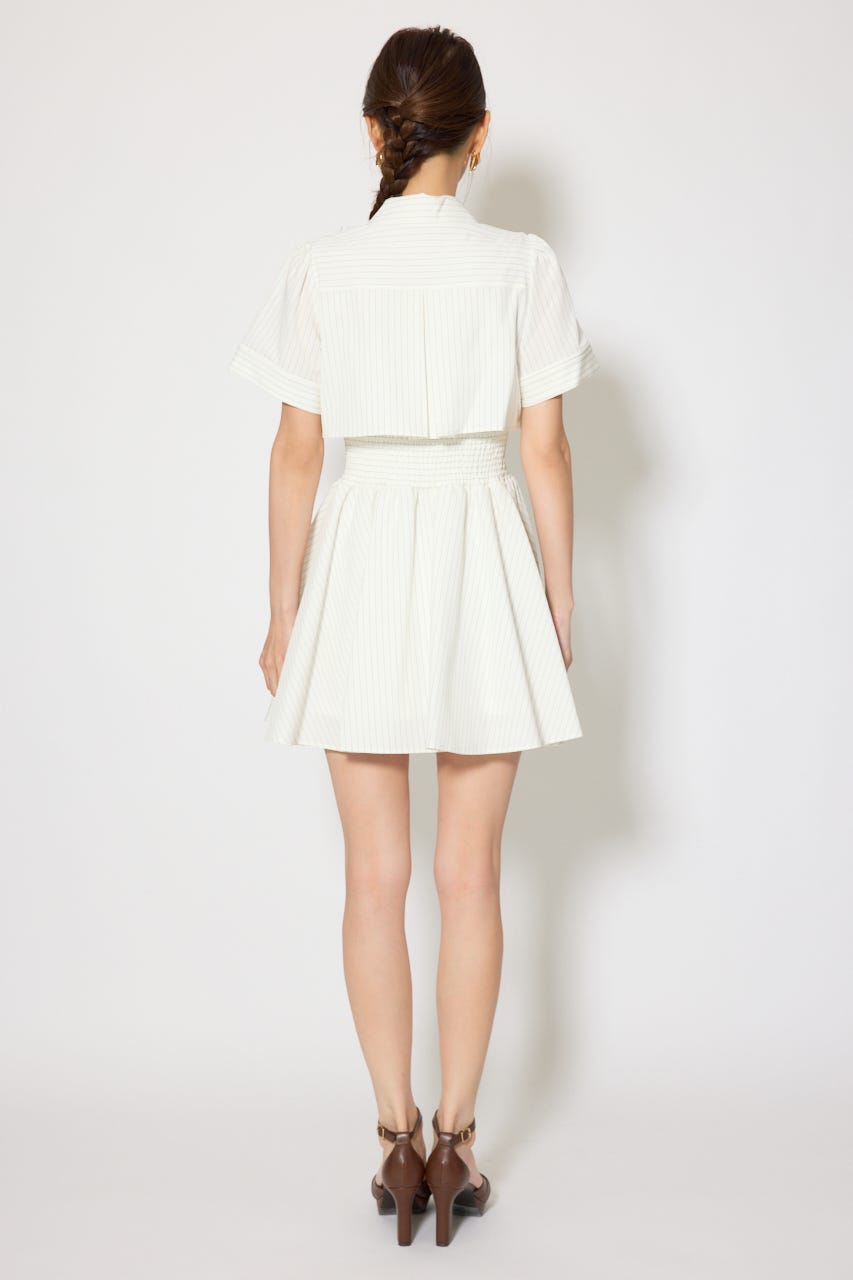 バストフレアミニワンピース 柄WHT M