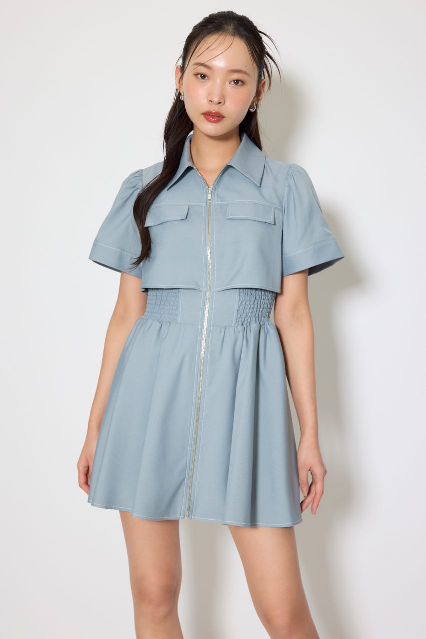 バストフレアミニワンピース L/BLU M