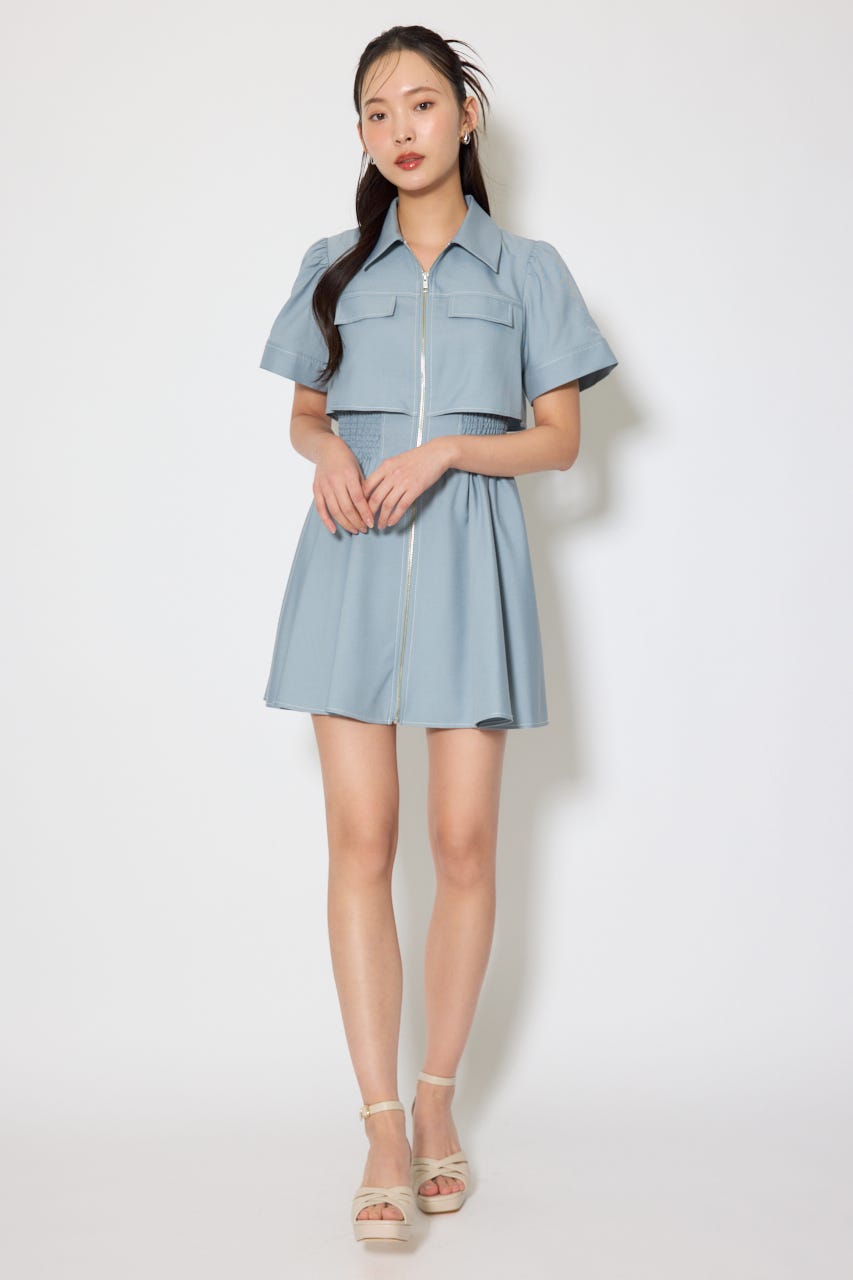 バストフレアミニワンピース L/BLU M