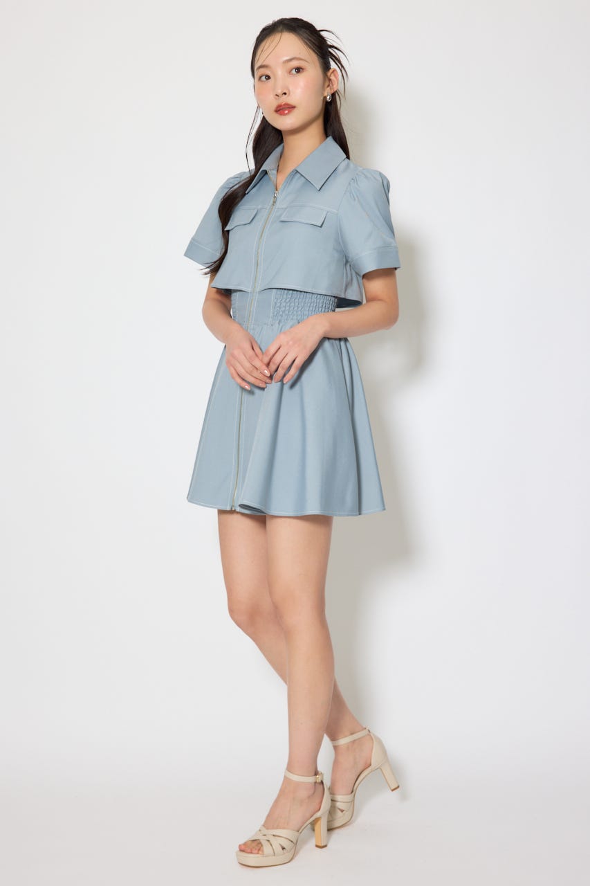 バストフレアミニワンピース L/BLU M