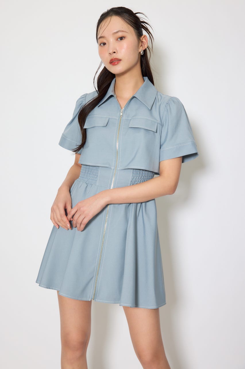 バストフレアミニワンピース L/BLU M