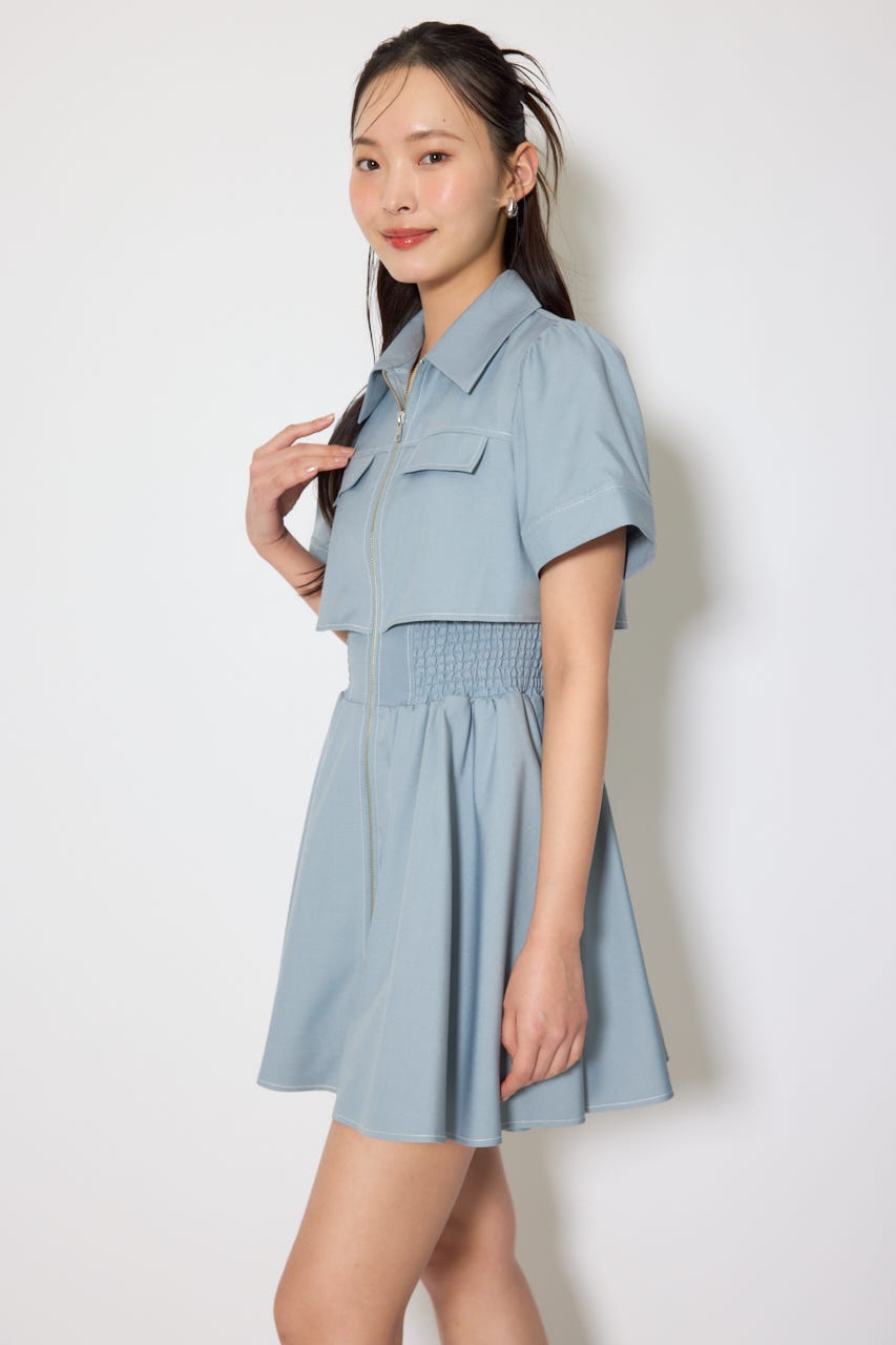 バストフレアミニワンピース L/BLU M