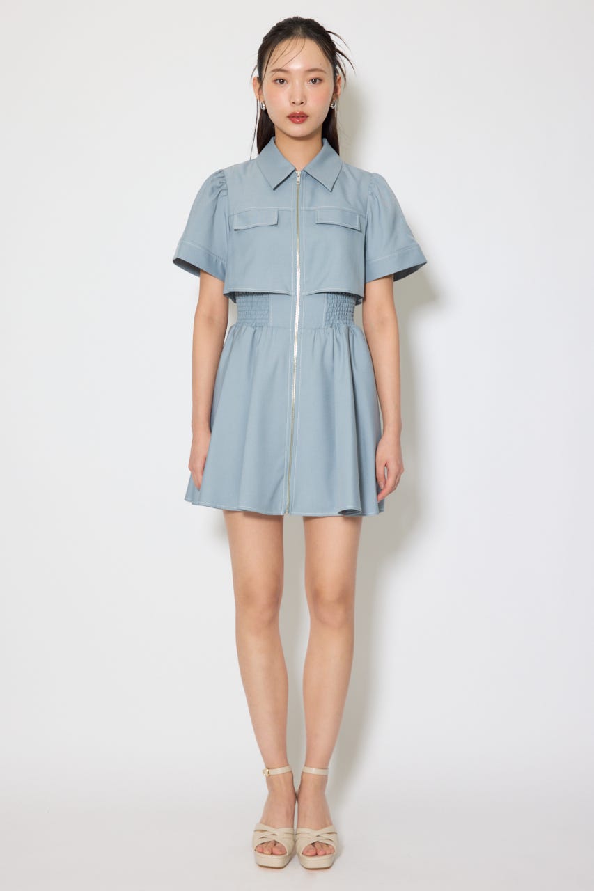 バストフレアミニワンピース L/BLU M