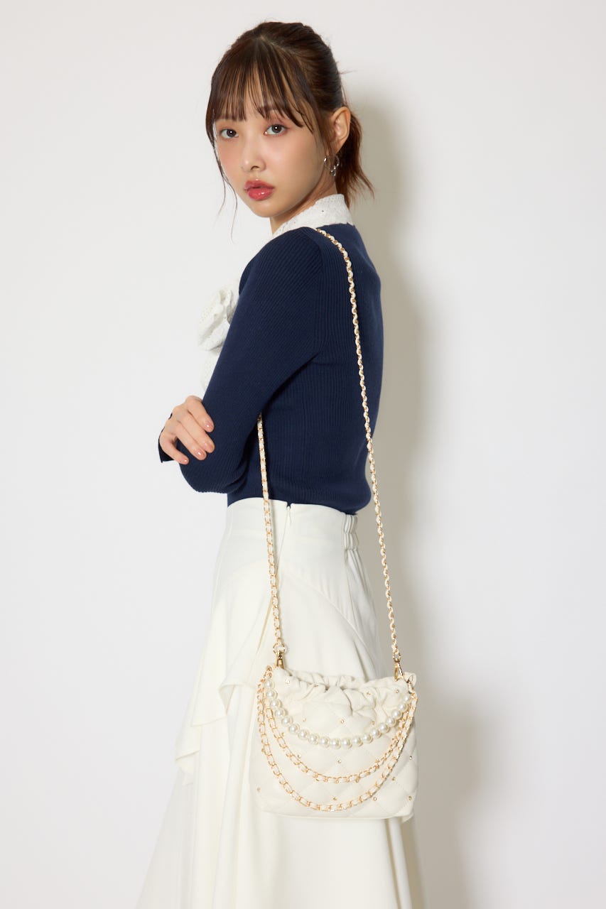 【1/25(日)23:59までSS先行予約会対象アイテム】チェーンデコレーションミニバッグ WHT FREE