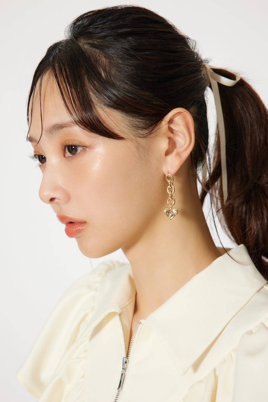 ニュアンスハートプレートピアス GLD FREE