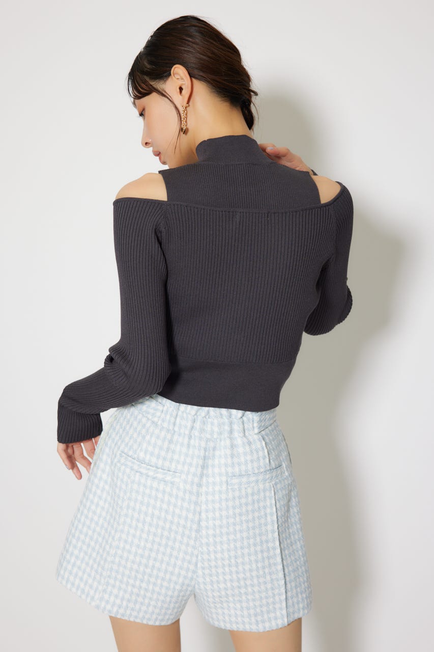 レイヤードニットトップス L/BLK FREE