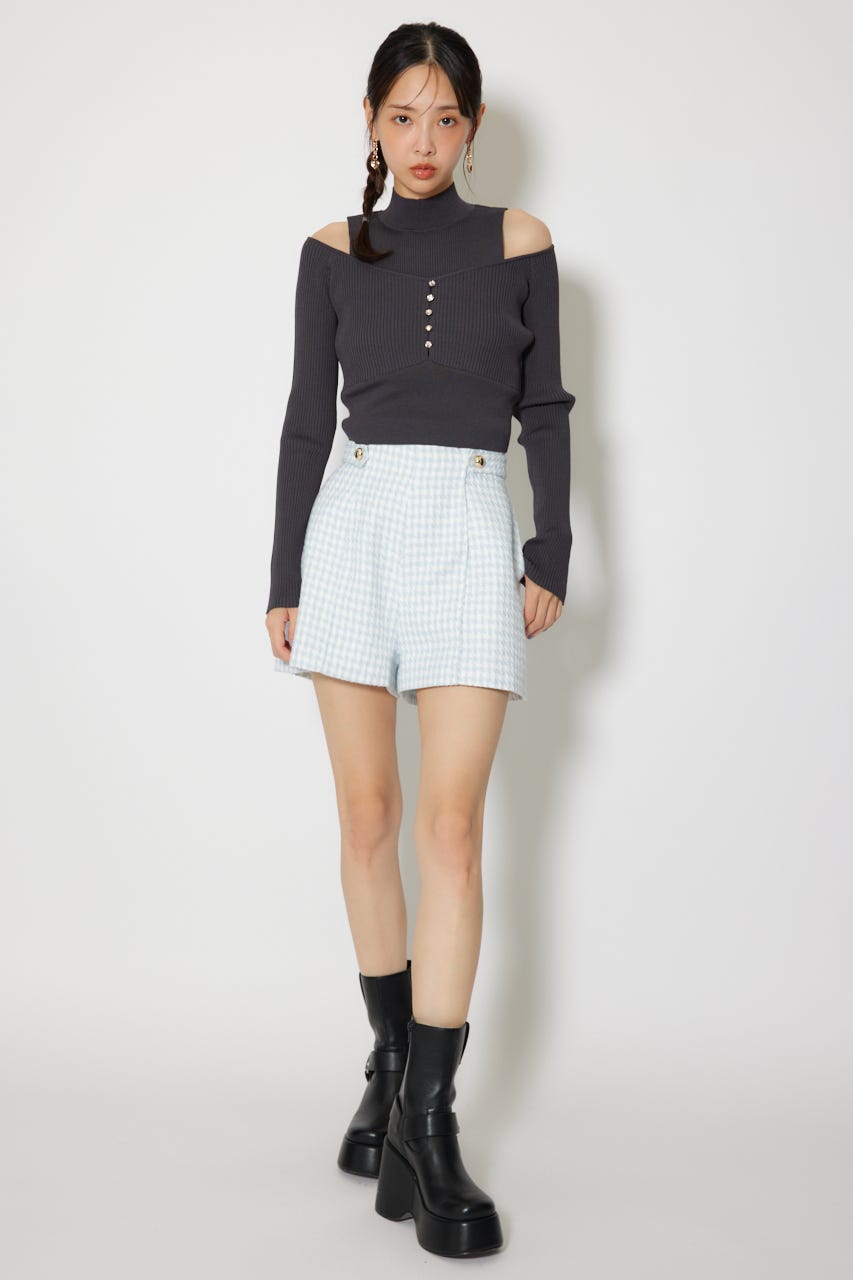 レイヤードニットトップス L/BLK FREE