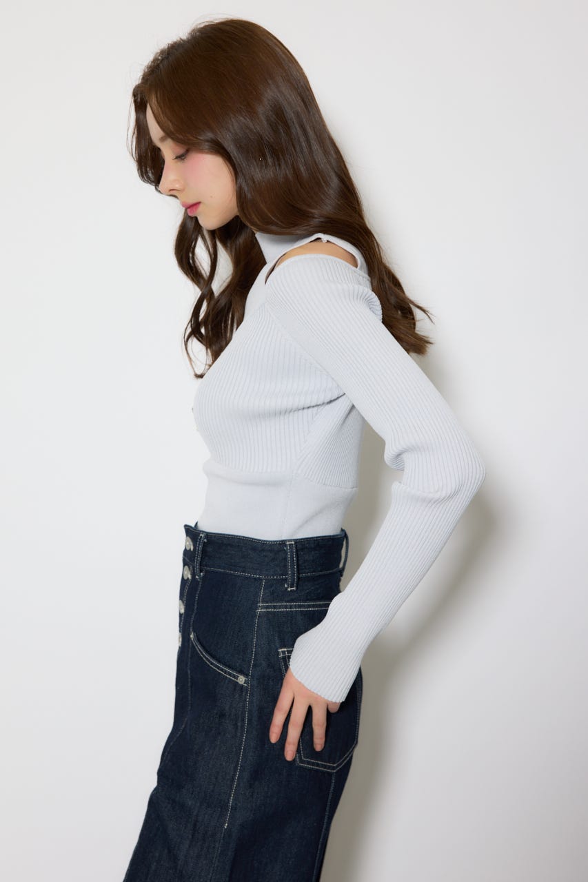 レイヤードニットトップス L/BLU FREE