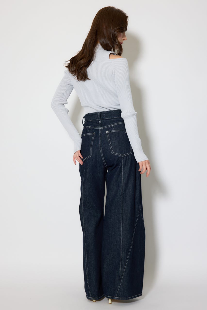 レイヤードニットトップス L/BLU FREE