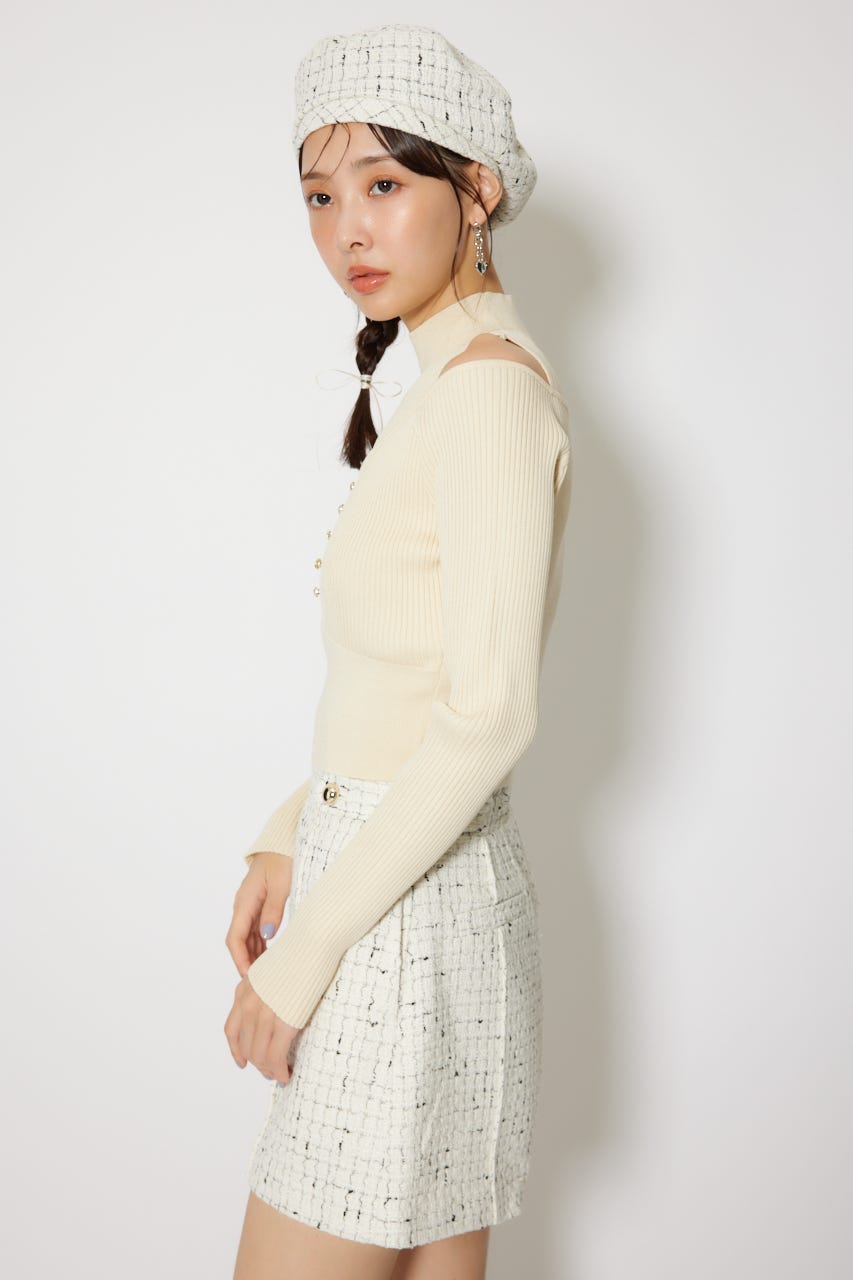 レイヤードニットトップス L/YEL FREE