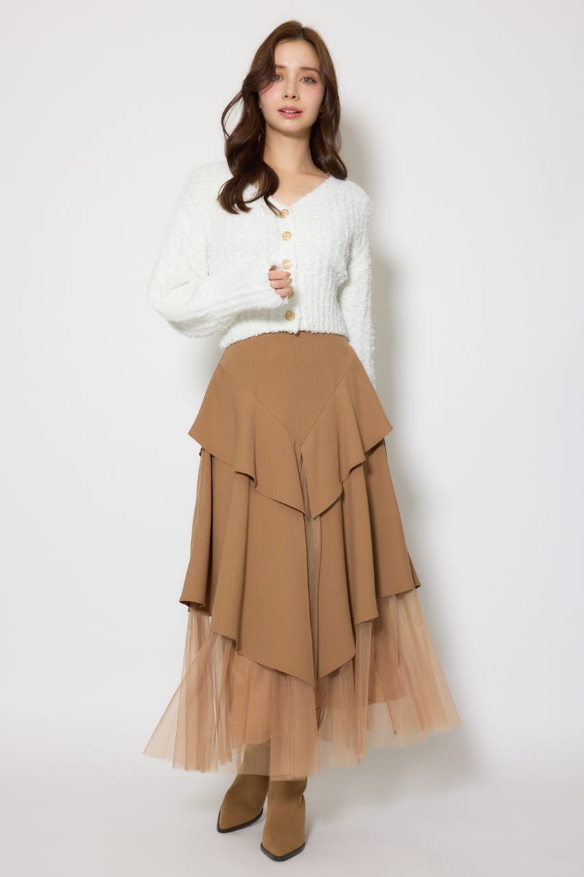 デザインボタンオフショルニットカーディガントップス WHT FREE