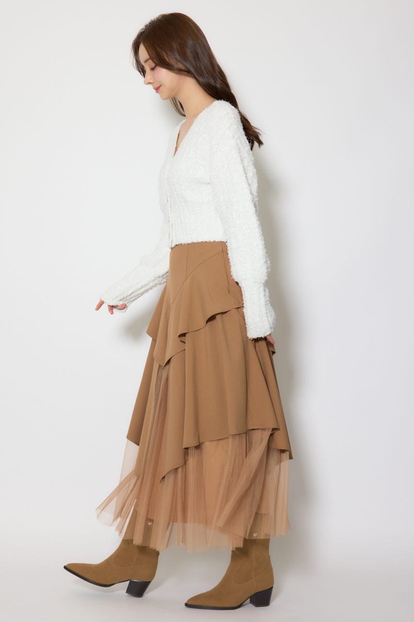 デザインボタンオフショルニットカーディガントップス WHT FREE