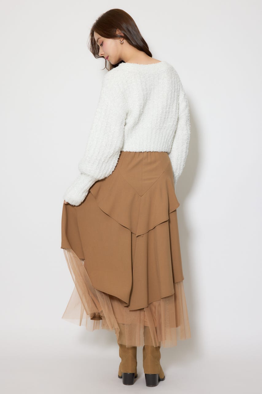 デザインボタンオフショルニットカーディガントップス WHT FREE